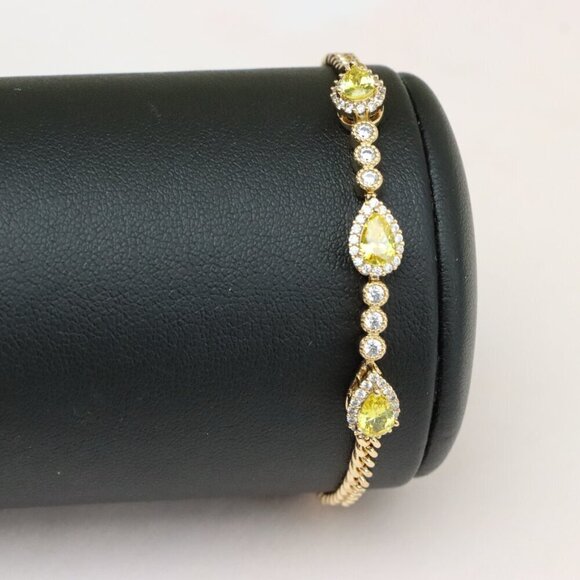 "Rose Gold Bracelet with Yellow Teardrop Stones, XPBL0784 - Picture 8 of 12